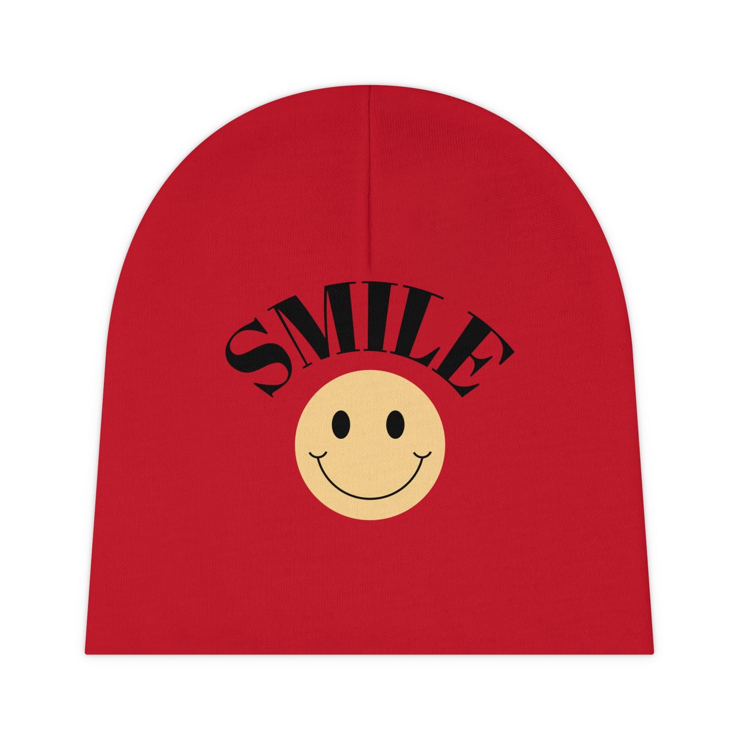 Red Color Smiley Baby Beanie - Adorable Infant Hat for Newborns