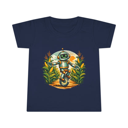 Toddler T-Shirt — Playful Robot on Unicycle Graphic Tee