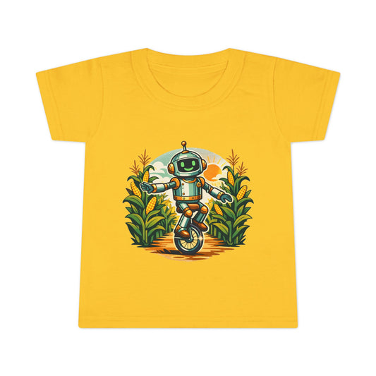 Toddler T-Shirt — Playful Robot on Unicycle Graphic Tee