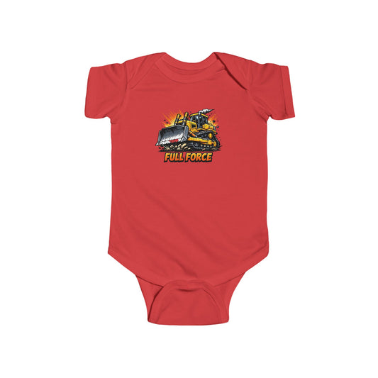 Baby Bodysuit – "Full Force" Construction Truck Graphic Infant Onesie