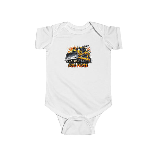 Baby Bodysuit – "Full Force" Construction Truck Graphic Infant Onesie