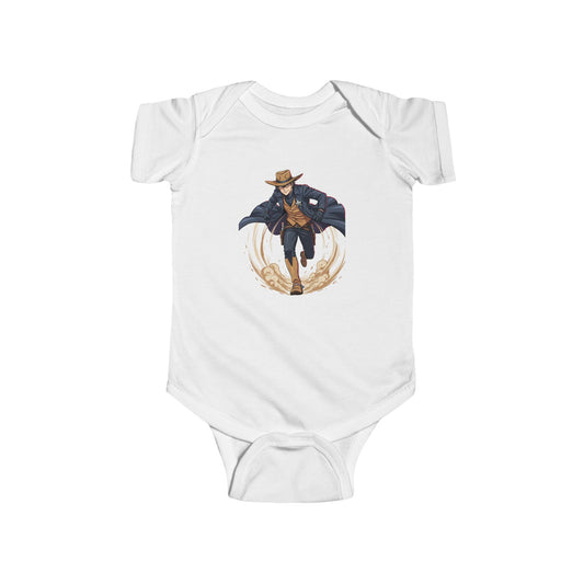 Cool Sheriff Chasing Infant Bodysuit — Cute Western Baby Onesie